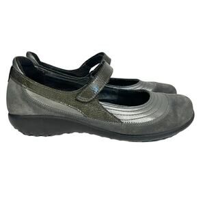 Naot Kirei Shoes Womens 40/9-9.5 Mary Jane Gray Suede Leather Adjustable Comfort